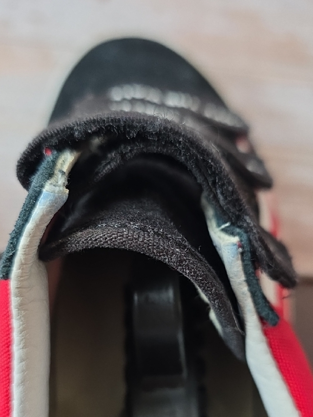 Vans Kids 6.5 Old Skool Velcro Sneakers - Red, Black & White - Picture 10 of 11